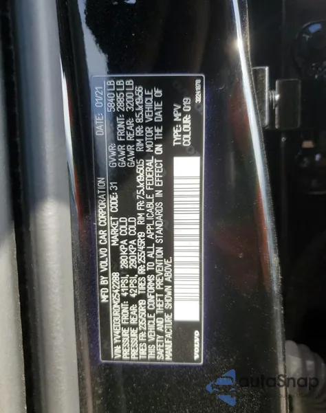 2021 Volvo Xc40 Recharge z USA, uszkodzony, nr VIN YV4ED3UR0M2542288